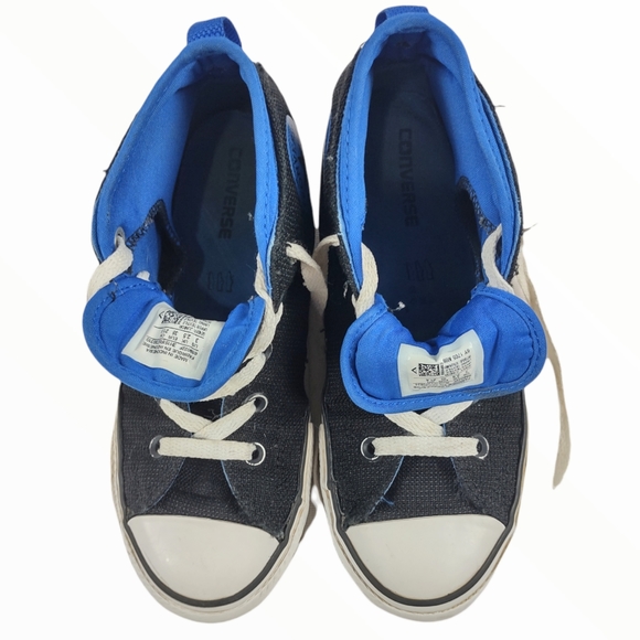 CONVERSE MID STREET JUNIOR BLACK AND BLUE tennis shoes childs - Picture 3 of 6